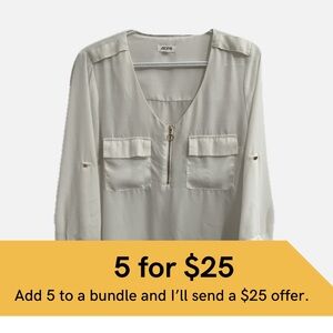 Ardene Women's White Blouse With Rose Gold Details